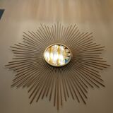 Vintage sun mirror in gold metal 55cm