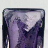 Vase Diabolo signé Christian Tortu, verre soufflé violet