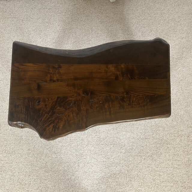 Rustic solid wood coffee table, Wabi-Sabi style, 1970s.