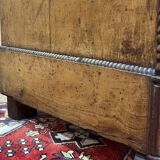 Commode secrétaire du XIXème en loupe d'orme, sapin et dessus marbre noir