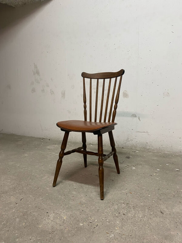 Chaise ''Western'' vintage en bois foncé