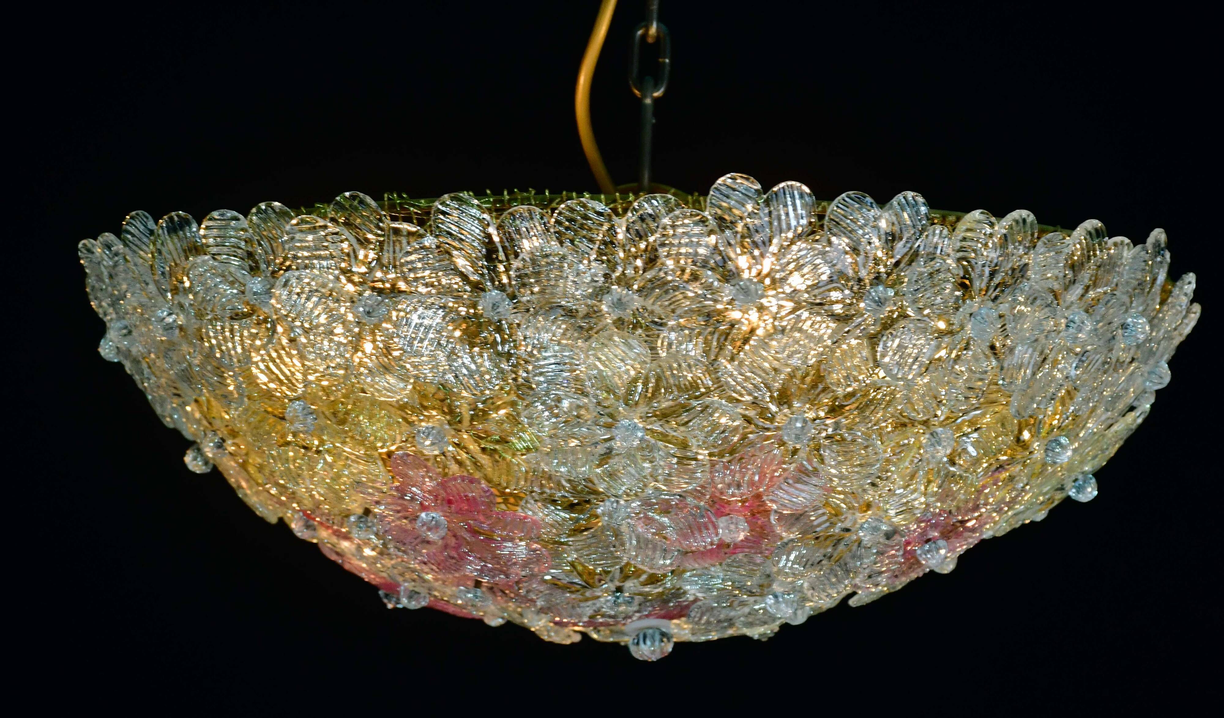 Amazing set of 2 Murano glass ceiling flower by Seguso for Venini