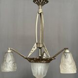 Art Deco chandelier. Silver-plated bronze