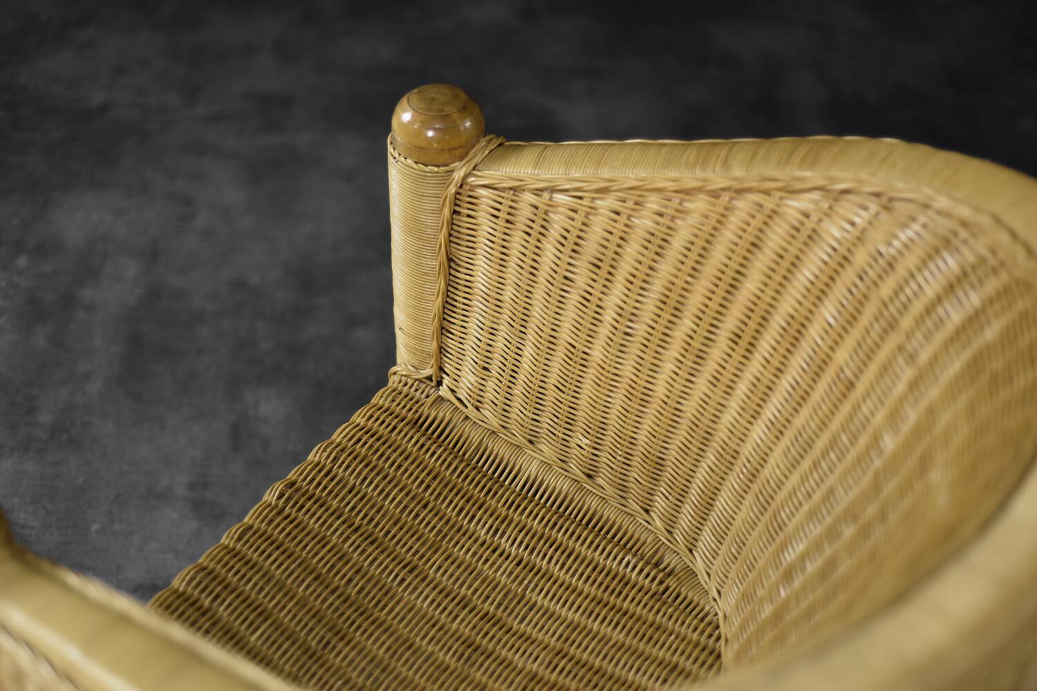 Vintage Mid-Century Italian Modern Boho Rattan Barrel Chair, 1970s