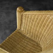 Vintage Mid-Century Italian Modern Boho Rattan Barrel Chair, 1970s