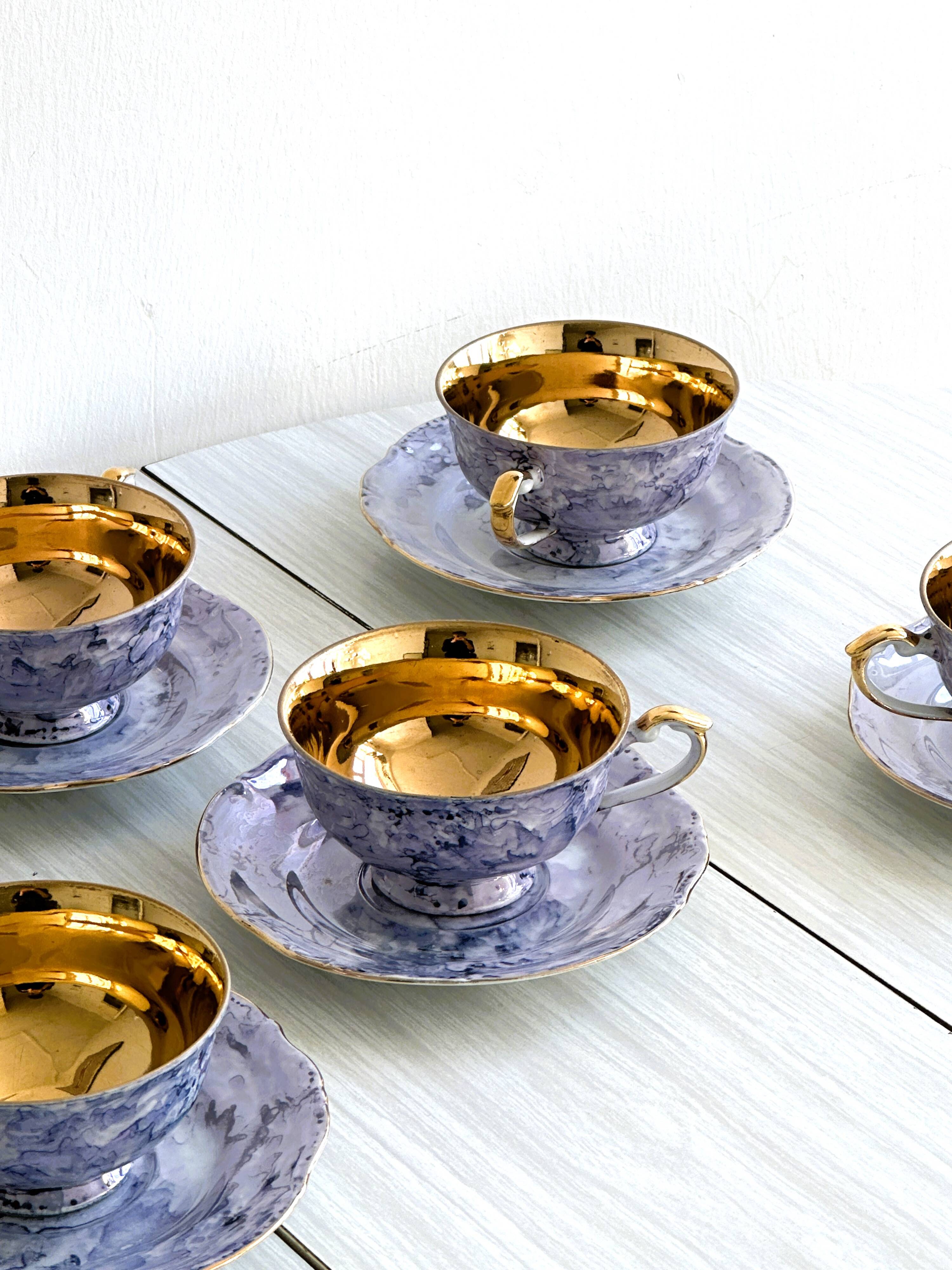 Wawel purple porcelain service, Poland 1970.