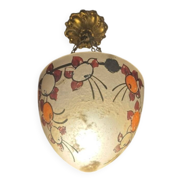 Lumière / suspension art déco en verre émaillé – signée lemiere
