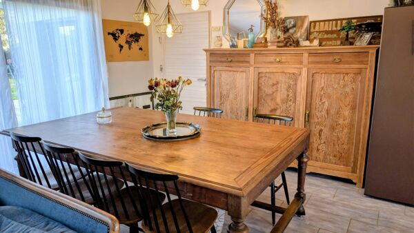 Grande table en pitchpin 230×140 – Début XXème, âme chaleureuse & charme