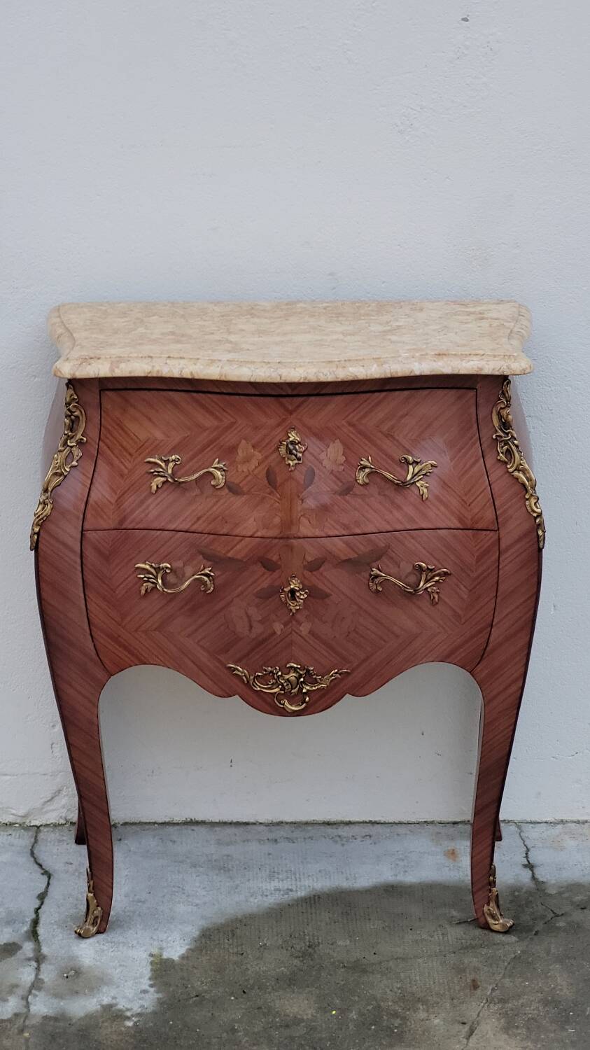 Louis XV Style Commode Stamped in Richly Decorated Rosewood Marquetry