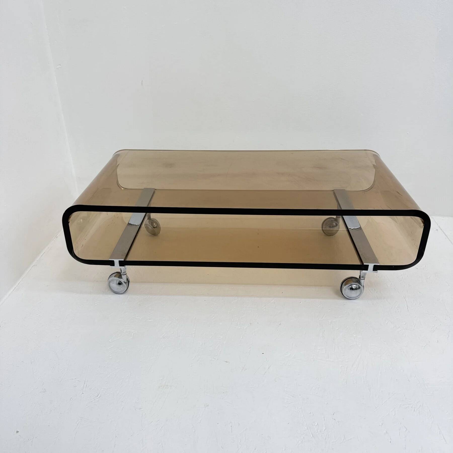 Mid-century plexiglas design coffee table by Michel Dumas for Roche Bobois, 1972