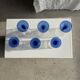 Set of 3 large blue stemmed glasses and 3 small blue stemmed glasses