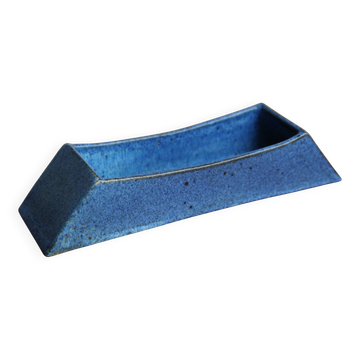Large vintage ceramic bowl j. legros - modernist design blue spotted