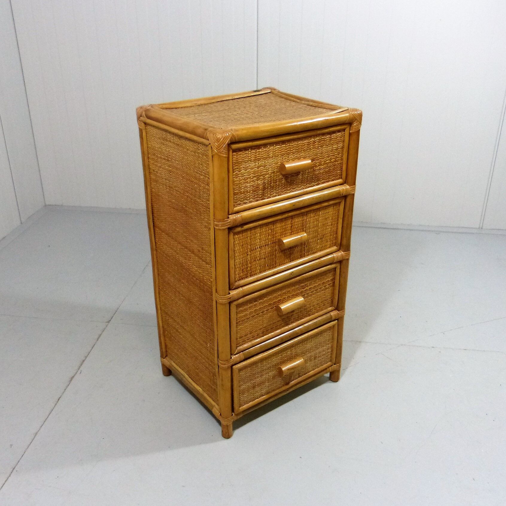 Rattan and wicker chest of drawers, 1970s