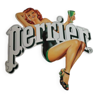 plaque publicitaire PERRIER pin up