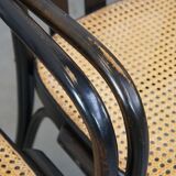 Set of 4 vintage wooden design dining/bistro chairs with woven seats