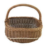 Ancien panier de cueillette en rotin osier tressé avec anse