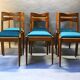Suite de 6 chaises années 40-50 chêne et velour bleu