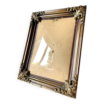 Vintage cooper & gold colored metal frame 27.5 cm  x  21.5 cm convex glass