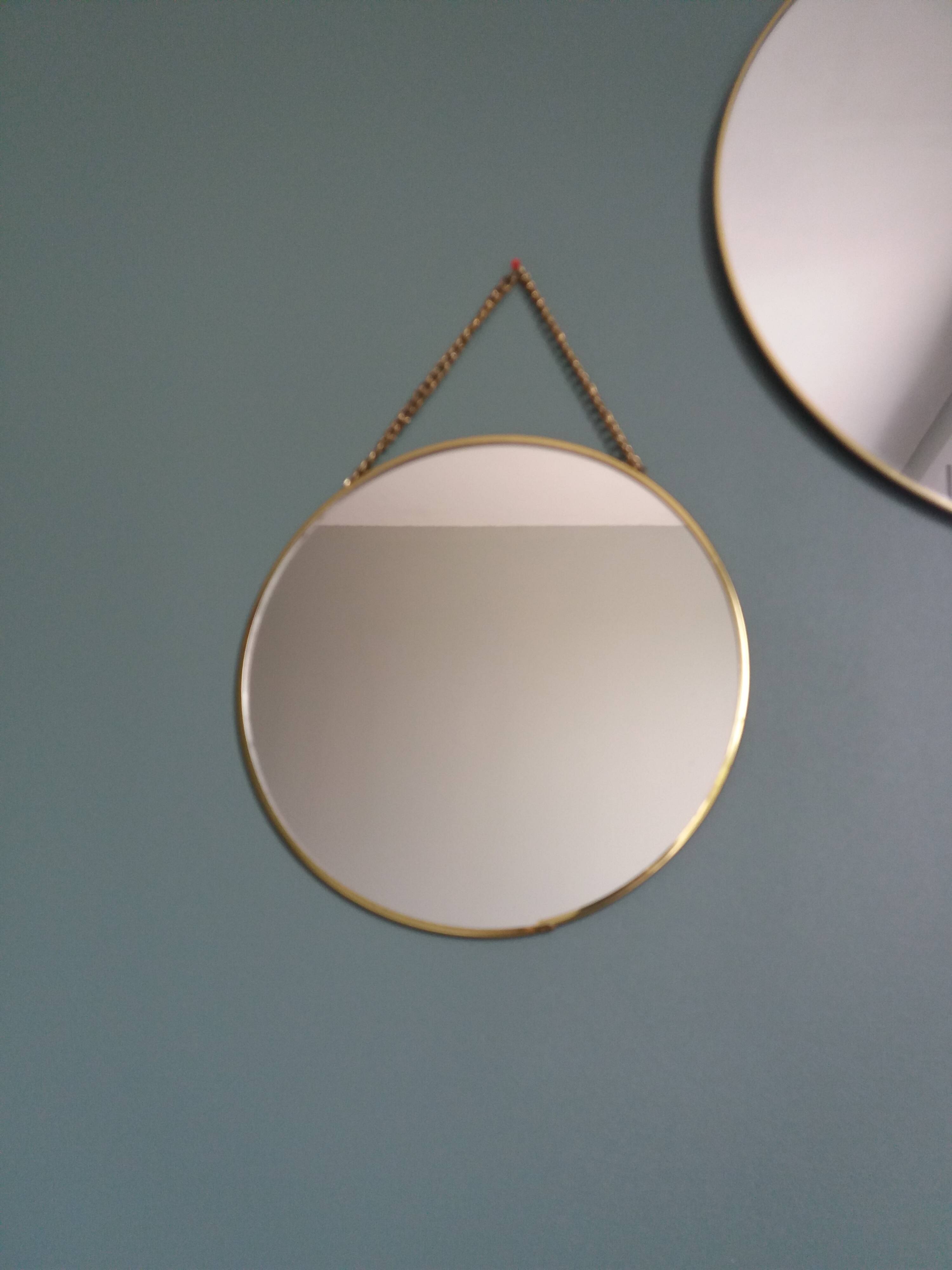 3 miroirs ronds métal doré, diametre 35, 30 et 20 cm