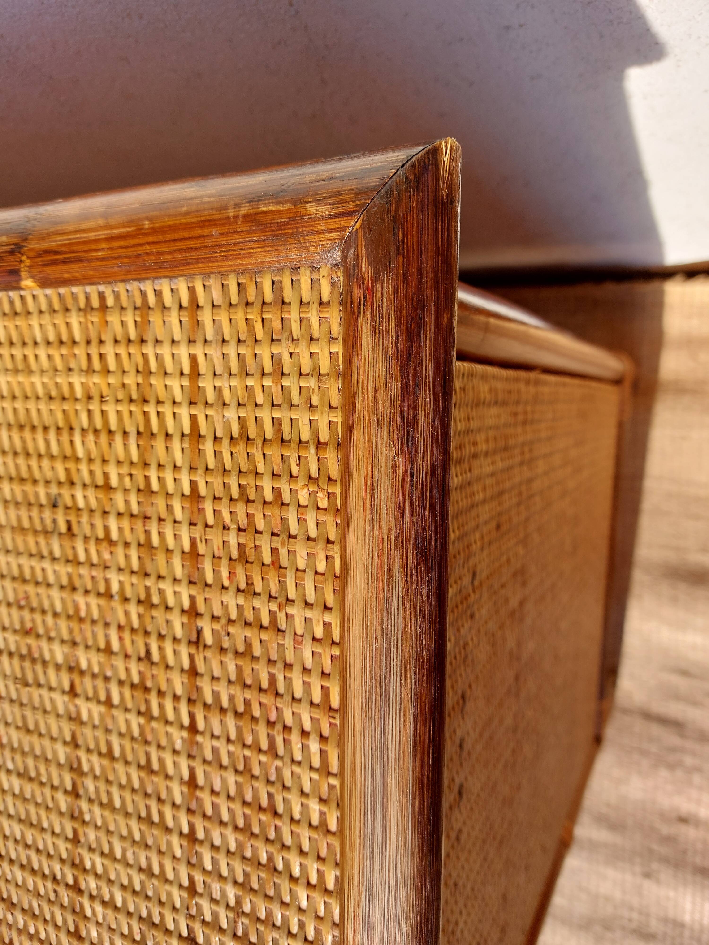 Wicker chest of drawers, canning and bamboo wood