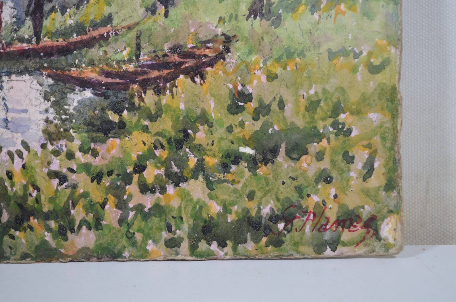 Georges Planes (1897-1977) Valley Landscape, Riverbank (double-sided)