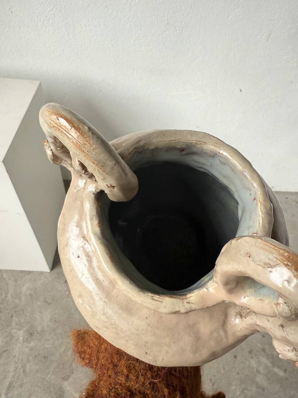 Ceramic bowl with ram heads