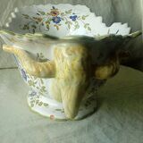 Moustiers earthenware planter with ram's head