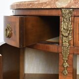 Louis XVI style half-moon marble marquetry sideboard