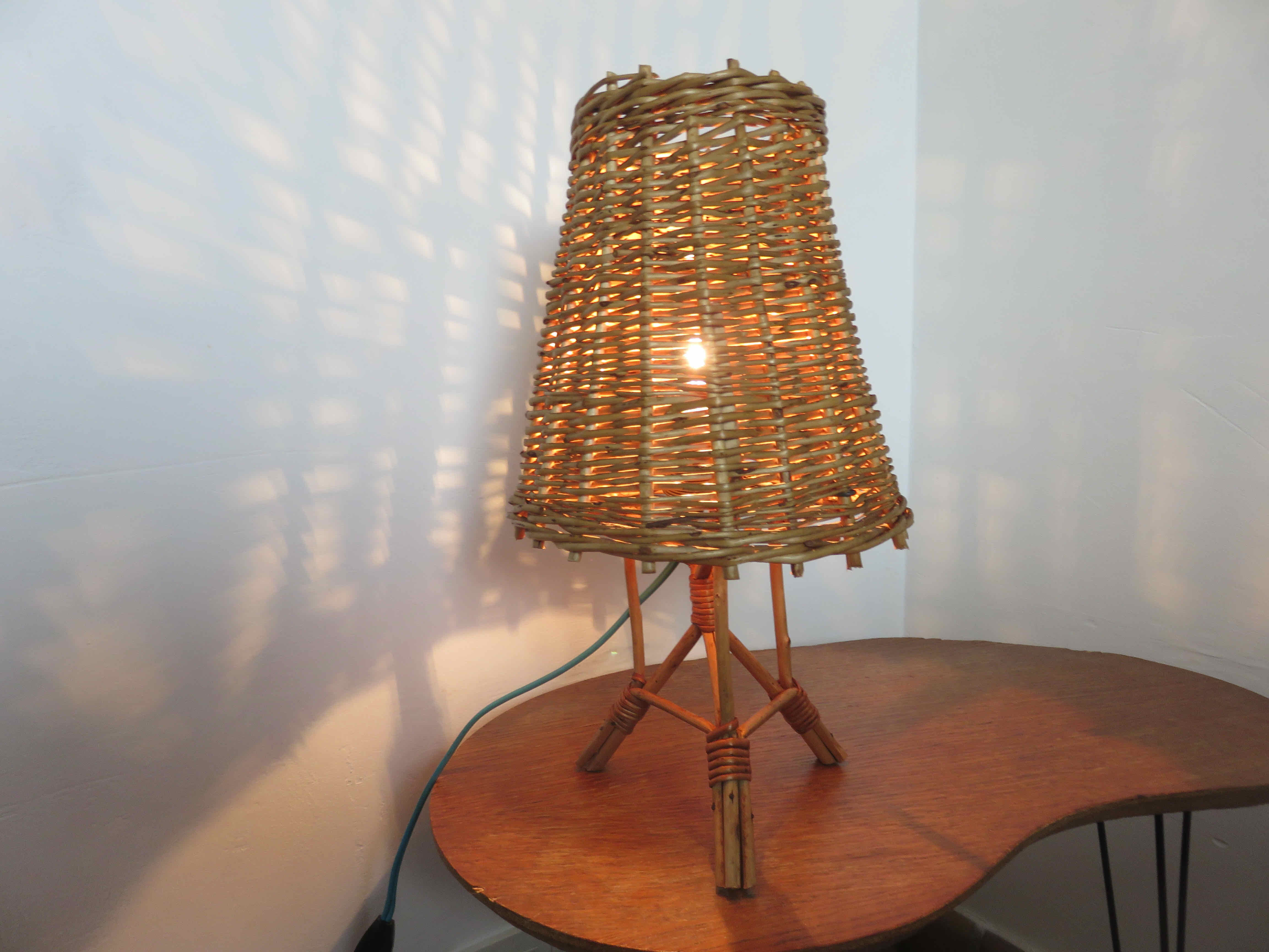 Rattan lamp 1950 1960