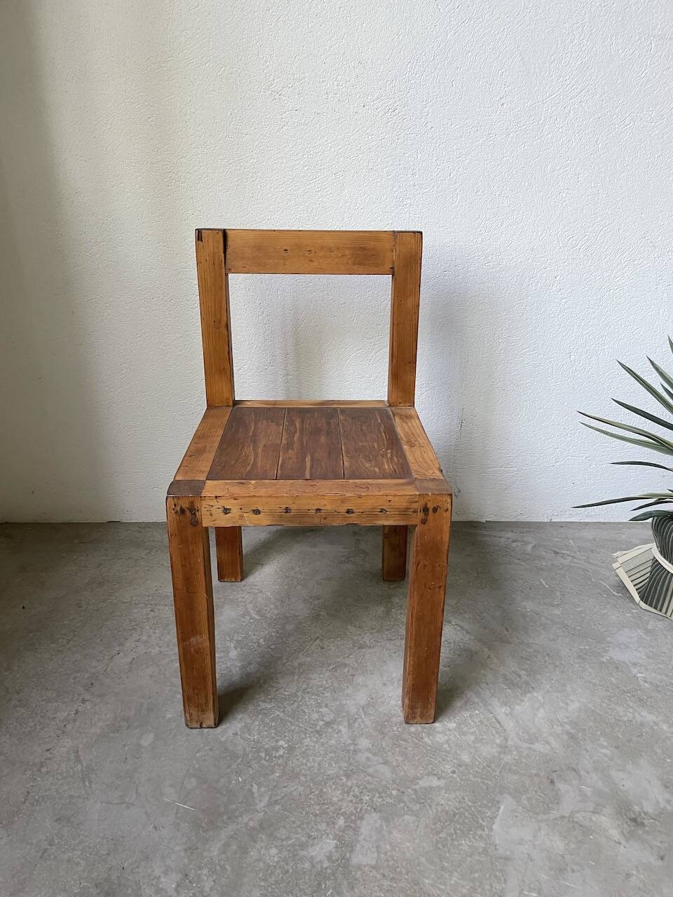 Brutalist pine chair