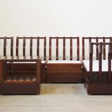 1970s Modular Beechwood Sofa by Frigerio – Original Fabric Upholstery, Set of 6
