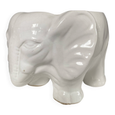 Vintage elephant cache pot in glazed ceramic