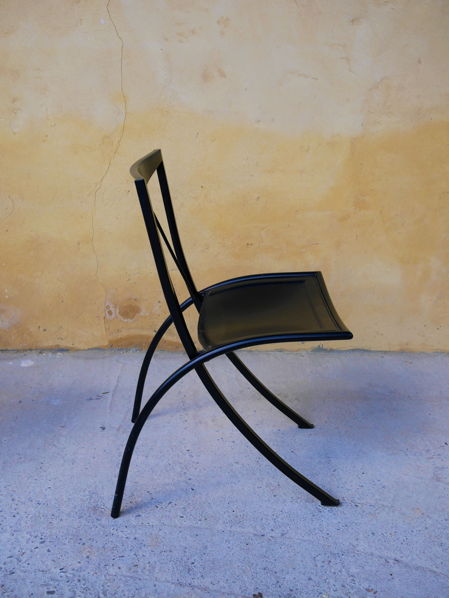 Chair by Cattelan Italia folding vintage leather and metal