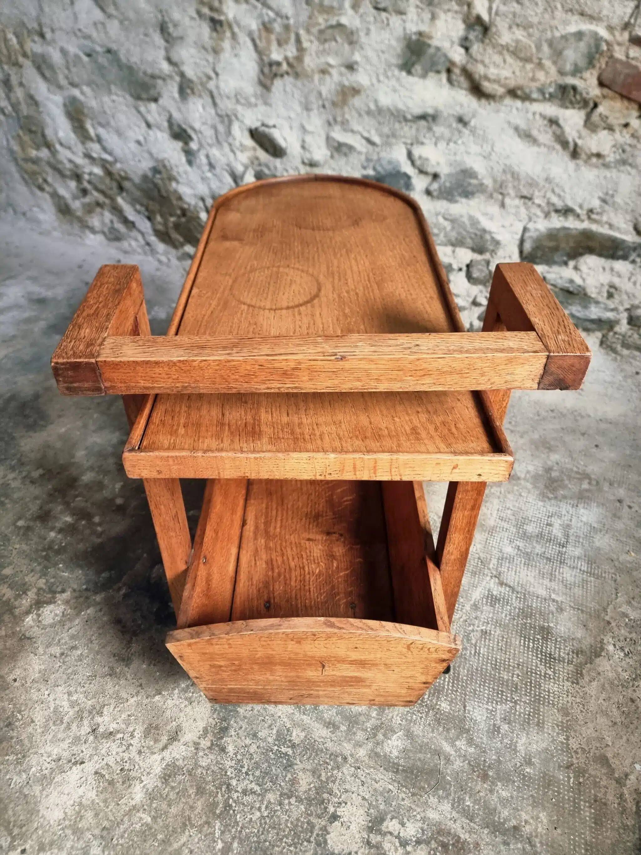 Vintage oak bar cart – France, 1950s