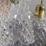 Set of two vintage chiseled glass pendant lights