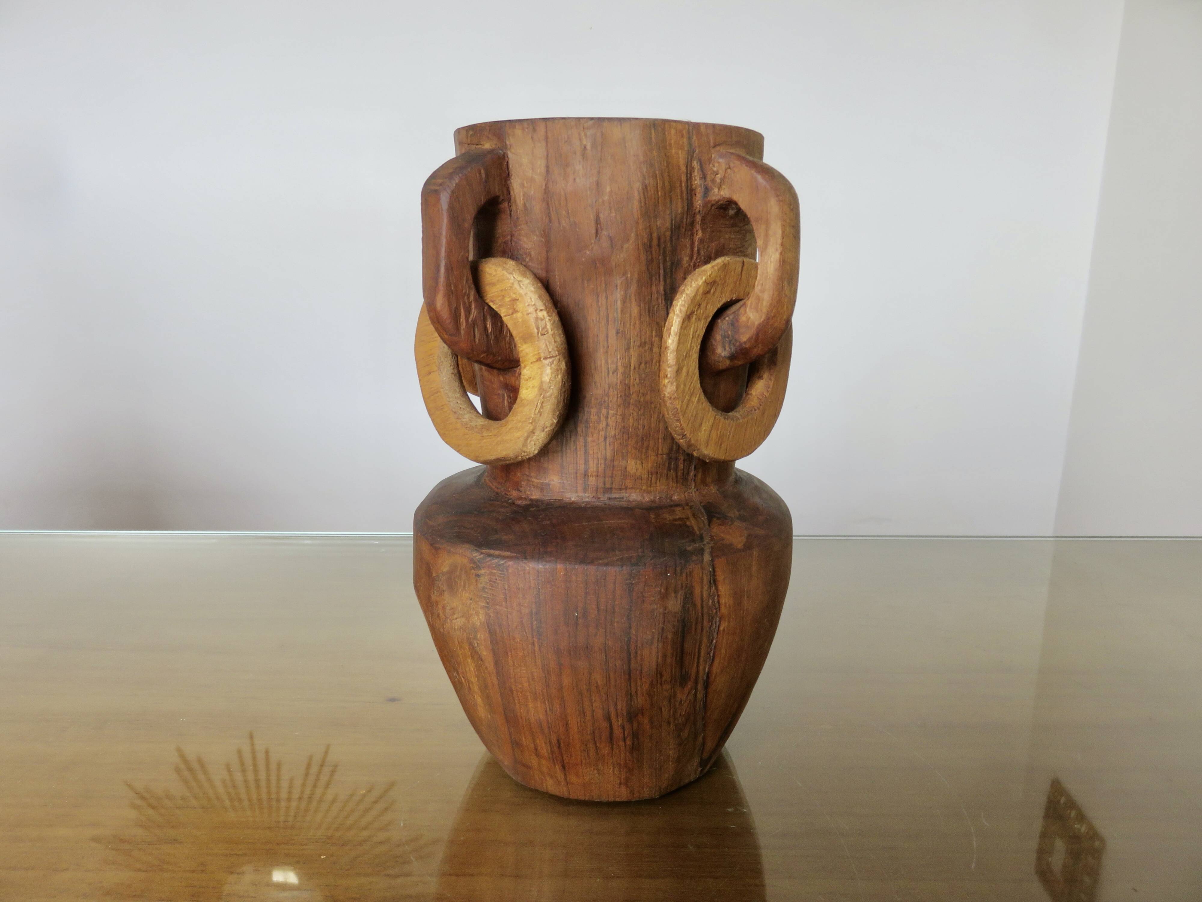 African vase in solid teak