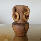 African vase in solid teak