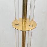 Designer floor lamp in gilded brass and plexiglass