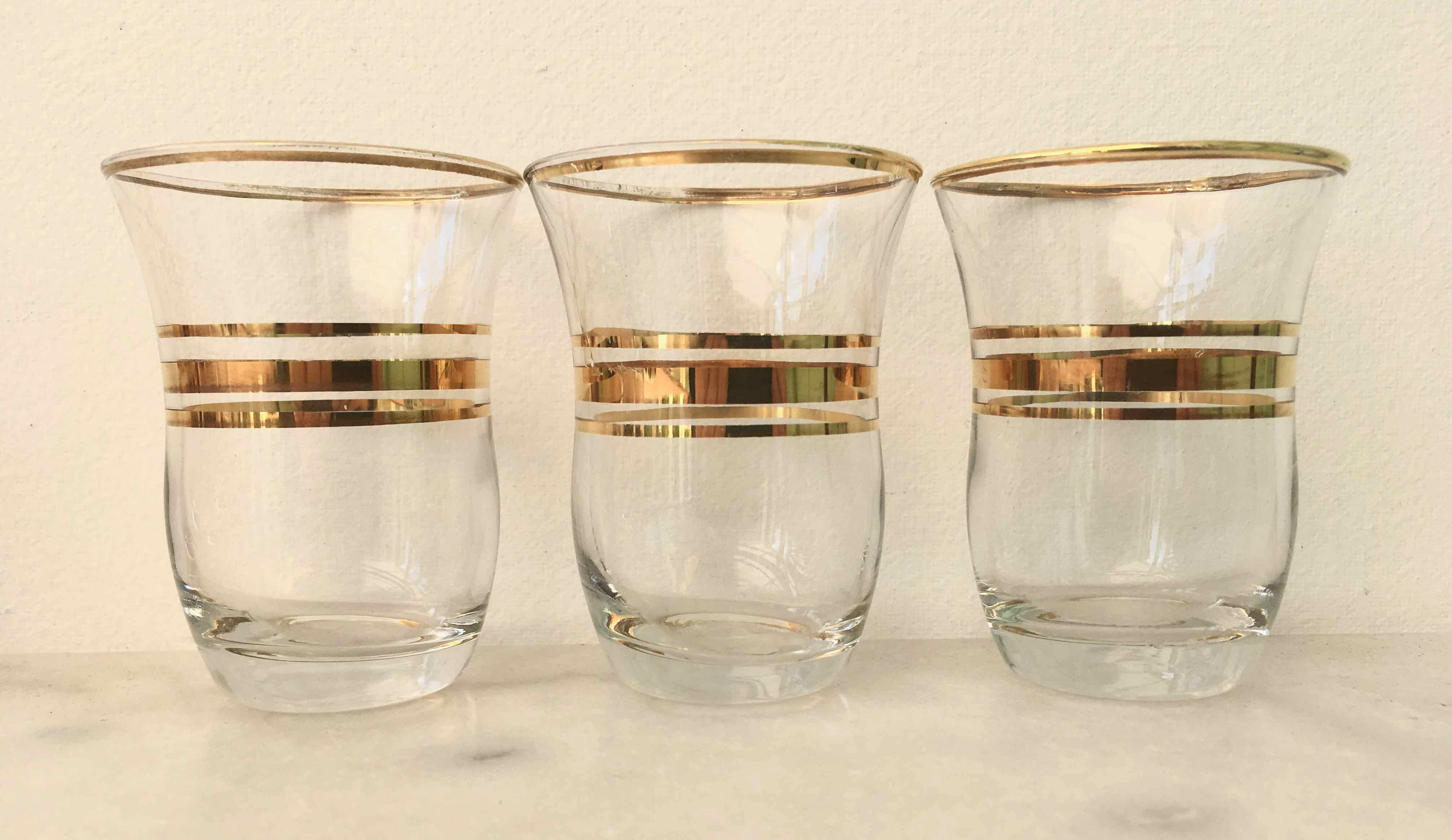 Six glasses of vintage alcohol cups