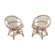 Paire de fauteuils corbeille en rotin années 60