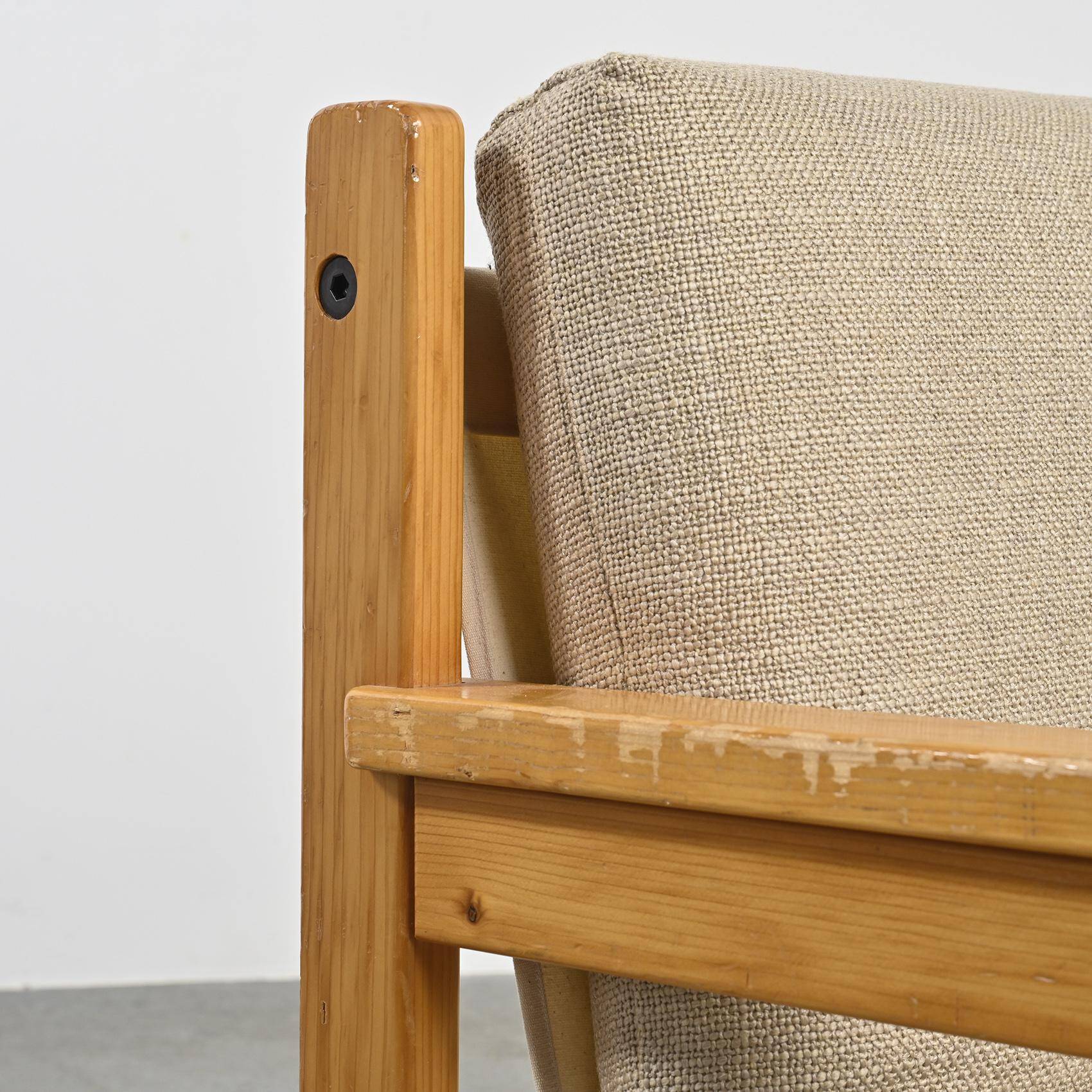 Pair of Scandinavian pine armchairs, circa 1970