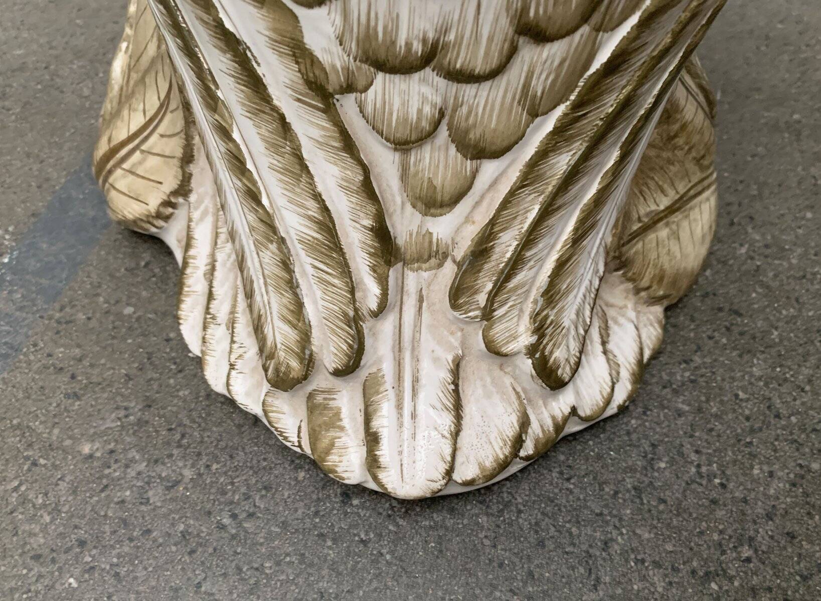 Vintage Italian ceramic owl umbrella stand