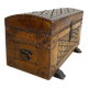Spanish style leather and wood chest