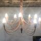 Italian chandelier 10 fires in patinated wrought iron burgundy and gold
