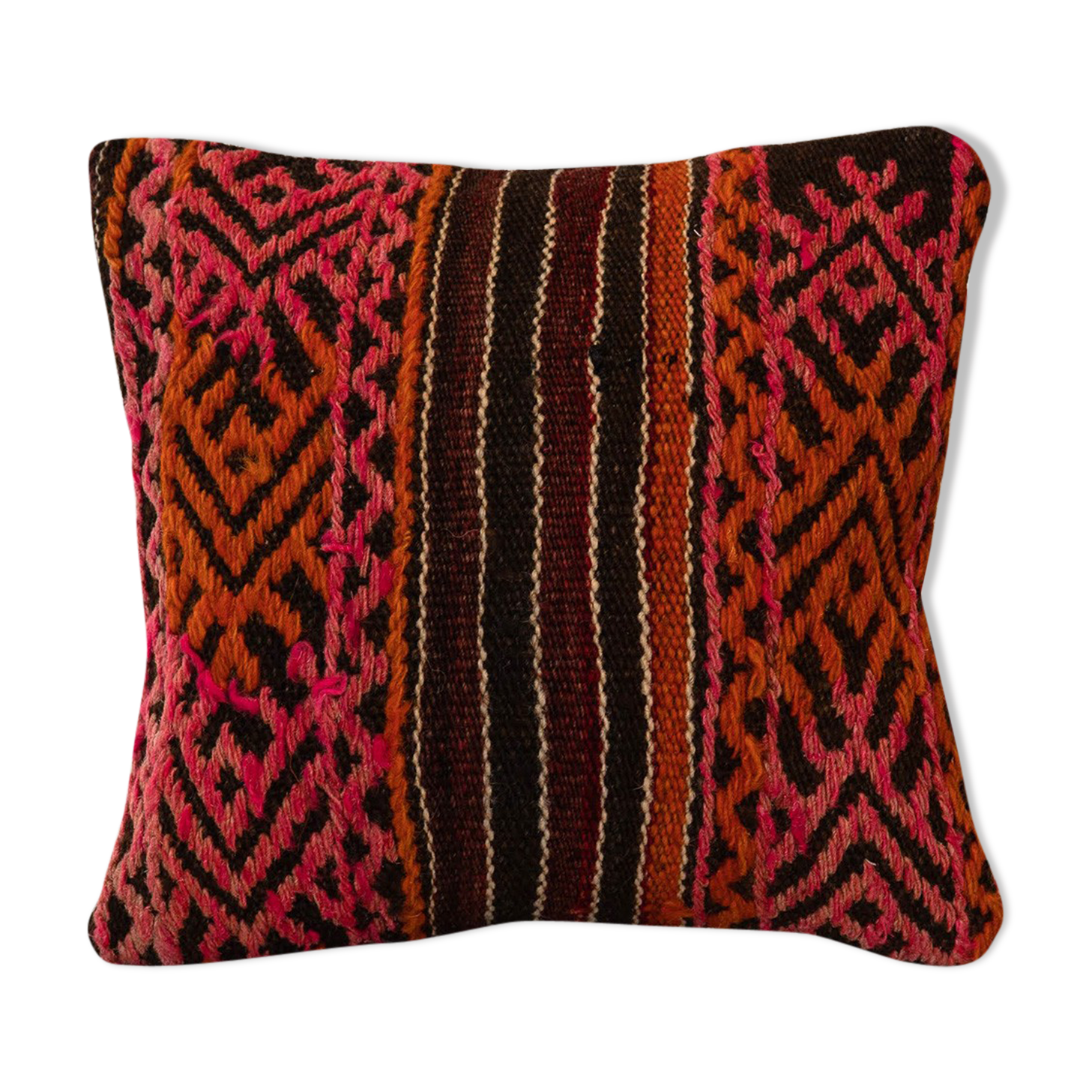 Hand made turkish kilim cushion, wool scatter pillow