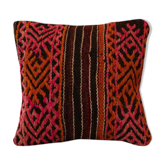 Hand made turkish kilim cushion, wool scatter pillow