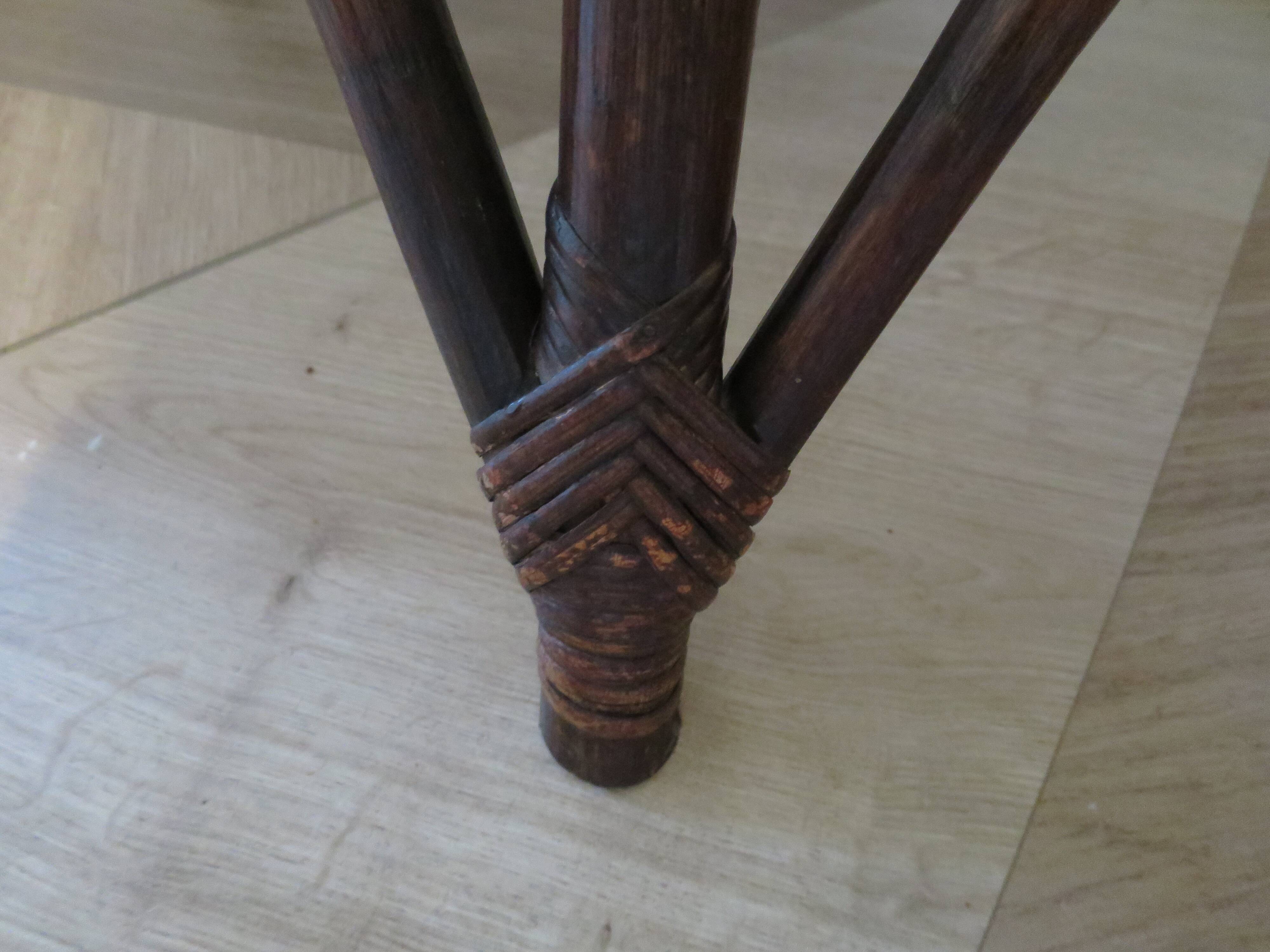 Set of 2 swivel bar stools / chairs - wood - cane - rattan - 80s