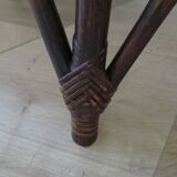 Set of 2 swivel bar stools / chairs - wood - cane - rattan - 80s