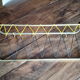 Vintage 70s coat rack in gold aluminum 4 crochets with scoubidou hats