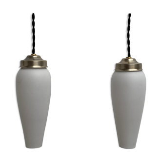 Lot 2 vintage opaline hanging lamps
